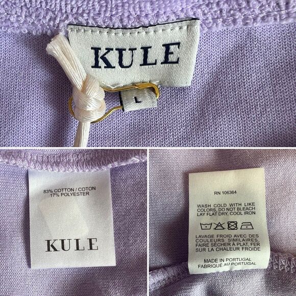 Kule The Terry Franny Sweatshirt Womens Size L Purple Crew Neck Long Sleeve NWT - Picture 7 of 7
